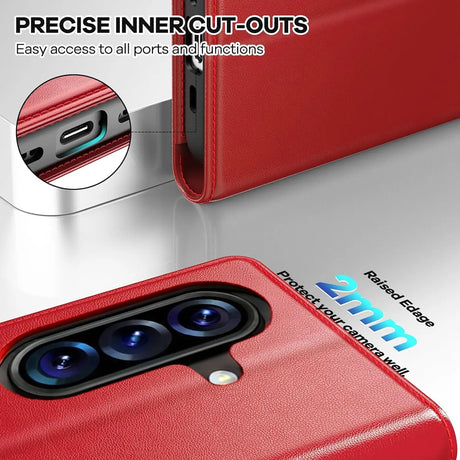 Samsung Galaxy A57 5G Klapphülle in Rot mit Kartenfächern und Schutz