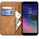 Samsung Galaxy A6 Plus Klapphülle in Schwarz mit Kartenfächern und Schutz