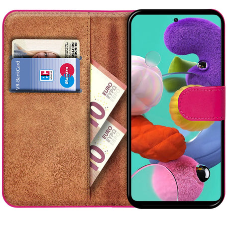 Samsung Galaxy A71 Klapphülle in Pink mit Kartenfächern und Schutz