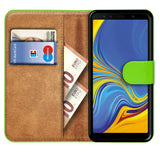 Samsung Galaxy A7 2018 Klapphülle in Grün mit Kartenfächern und Schutz