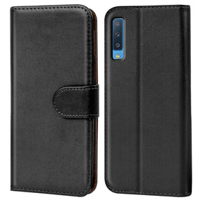 Samsung Galaxy A7 2018 Klapphülle in Schwarz mit Kartenfächern und Schutz