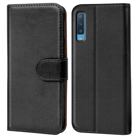 Samsung Galaxy A7 2018 Klapphülle in Schwarz mit Kartenfächern und Schutz