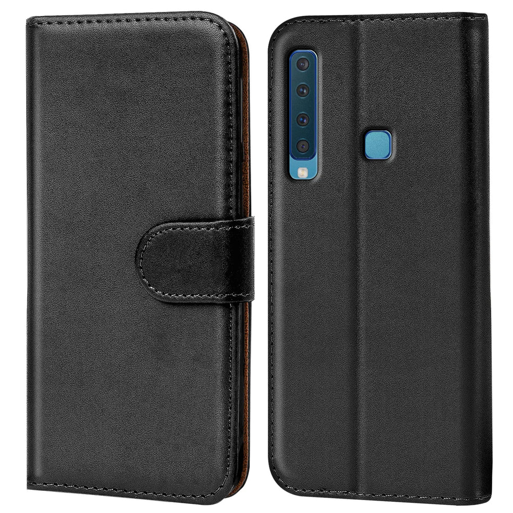Samsung Galaxy A9 2018 Klapphülle in Schwarz mit Kartenfächern und Schutz