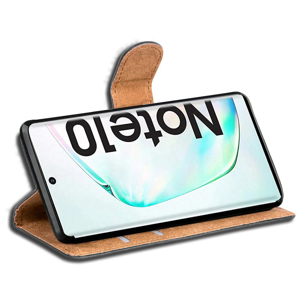 Samsung Galaxy Note 10 Klapphülle in Schwarz mit Kartenfächern und Schutz