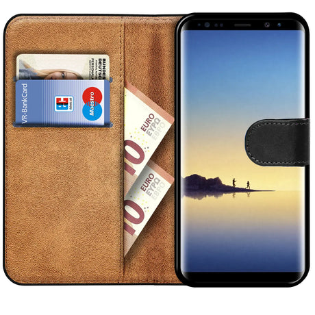 Samsung Galaxy Note 8 Klapphülle in Schwarz mit Kartenfächern und Schutz