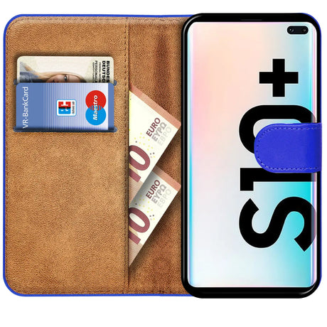 Samsung Galaxy S10 Plus Klapphülle in Blau mit Kartenfächern und Schutz