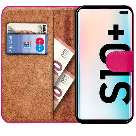 Samsung Galaxy S10 Plus Klapphülle in Pink mit Kartenfächern und Schutz