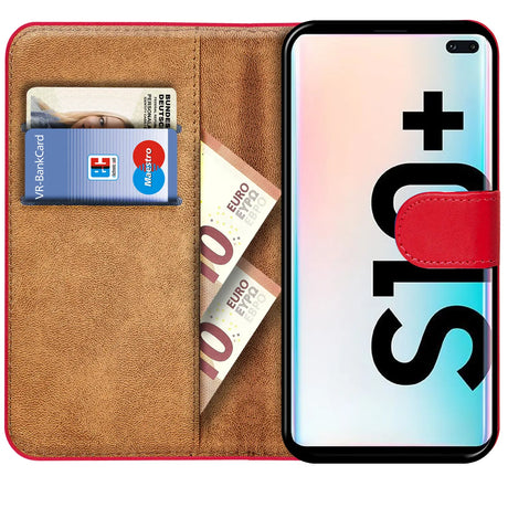 Samsung Galaxy S10 Plus Klapphülle in Rot mit Kartenfächern und Schutz