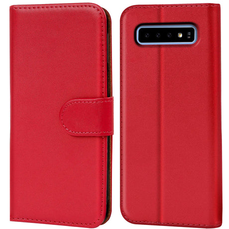 Samsung Galaxy S10 Klapphülle in Rot mit Kartenfächern und Schutz