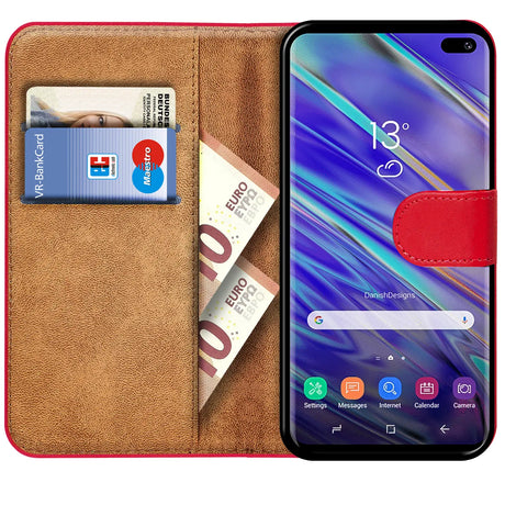 Samsung Galaxy S10 Klapphülle in Rot mit Kartenfächern und Schutz