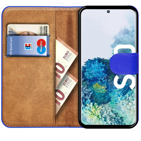 Samsung Galaxy S20 Klapphülle in Blau mit Kartenfächern und Schutz