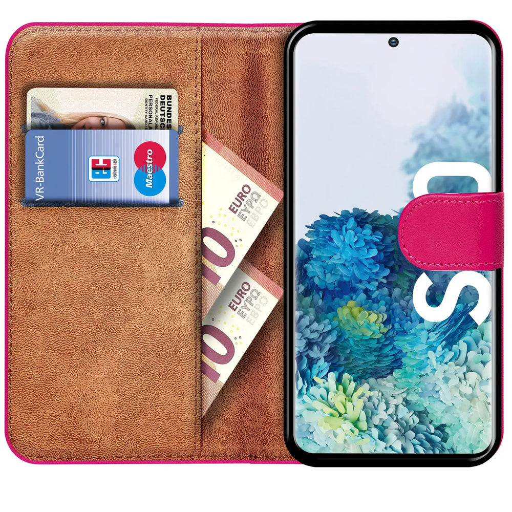 Samsung Galaxy S20 Klapphülle in Pink mit Kartenfächern und Schutz