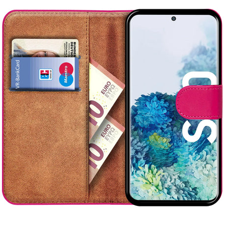 Samsung Galaxy S20 Klapphülle in Pink mit Kartenfächern und Schutz
