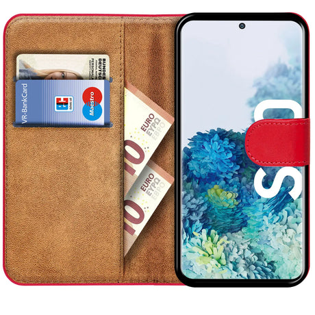 Samsung Galaxy S20 Klapphülle in Rot mit Kartenfächern und Schutz