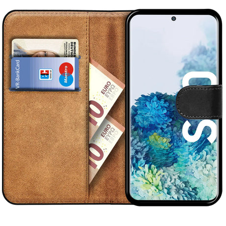 Samsung Galaxy S20 Klapphülle in Schwarz mit Kartenfächern und Schutz