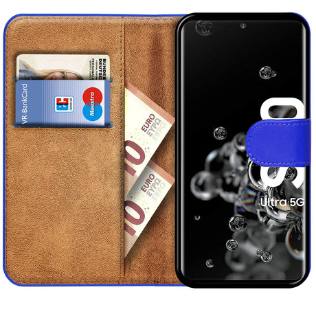 Samsung Galaxy S20 Ultra Klapphülle in Blau mit Kartenfächern und Schutz