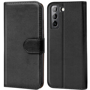 Samsung Galaxy S21 FE Klapphülle in Schwarz mit Kartenfächern und Schutz