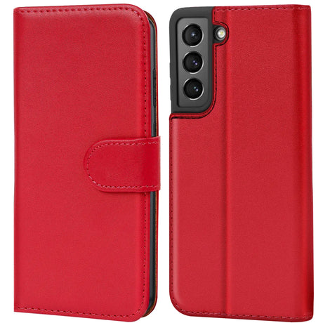 Samsung Galaxy S21 Klapphülle in Rot mit Kartenfächern und Schutz