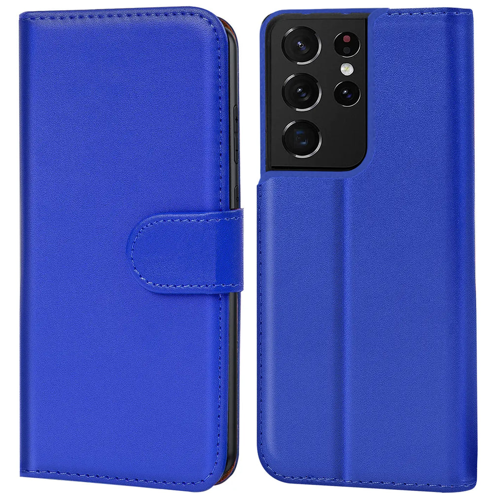 Samsung Galaxy S21 Ultra Klapphülle in Blau mit Kartenfächern und Schutz
