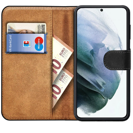 Samsung Galaxy S22 Plus Klapphülle in Schwarz mit Kartenfächern und Schutz