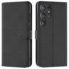 Samsung Galaxy S22 Ultra Klapphülle in Schwarz mit Kartenfächern und Schutz