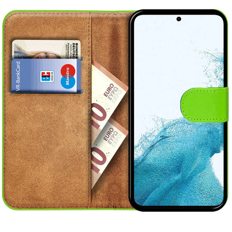 Samsung Galaxy S23 Plus Klapphülle in Grün mit Kartenfächern und Schutz