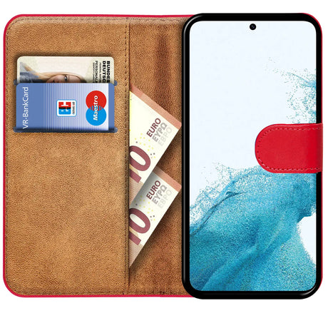 Samsung Galaxy S23 Plus Klapphülle in Rot mit Kartenfächern und Schutz