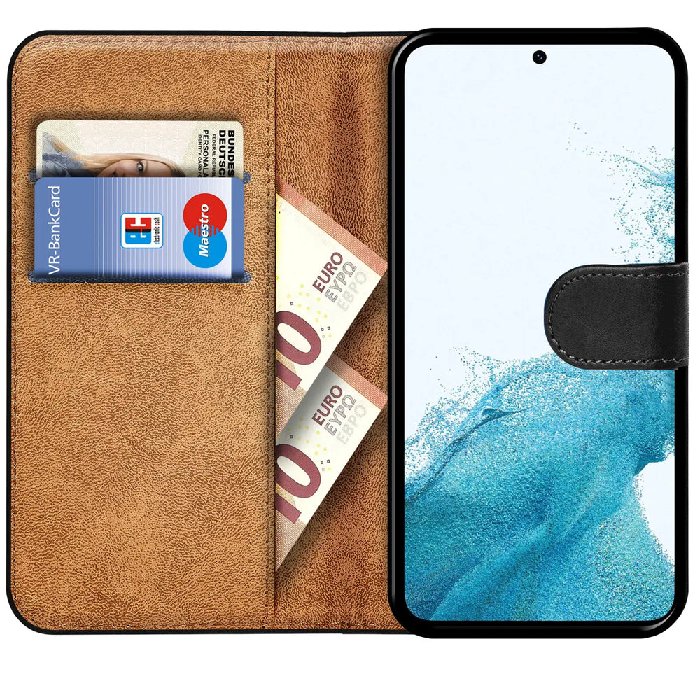 Samsung Galaxy S23 Plus Klapphülle in Schwarz mit Kartenfächern und Schutz