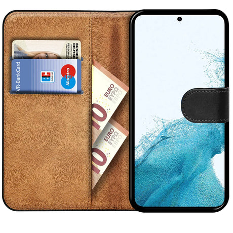 Samsung Galaxy S23 Plus Klapphülle in Schwarz mit Kartenfächern und Schutz