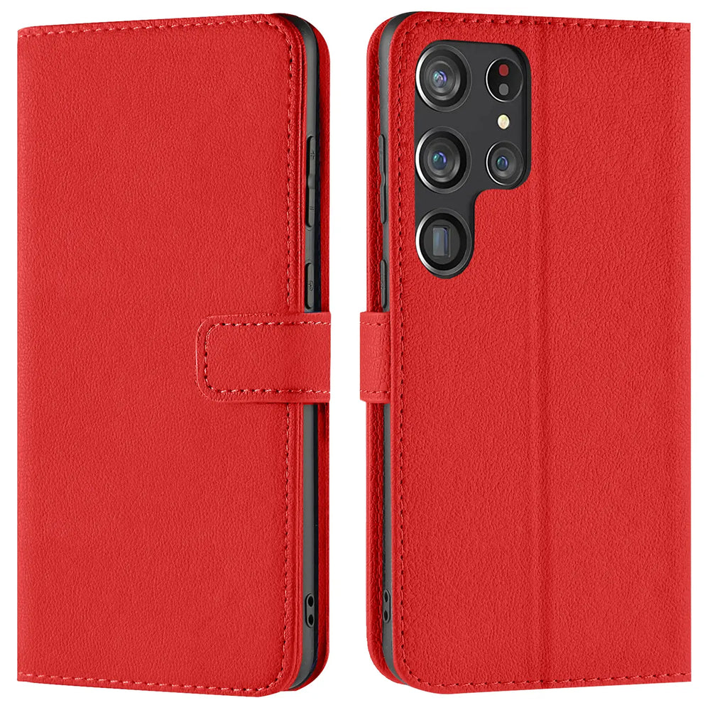 Samsung Galaxy S23 Ultra Klapphülle in Rot mit Kartenfächern und Schutz