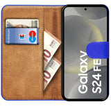 Samsung Galaxy S24 FE Klapphülle in Blau mit Kartenfächern und Schutz