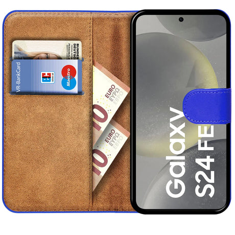 Samsung Galaxy S24 FE Klapphülle in Blau mit Kartenfächern und Schutz