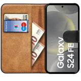 Samsung Galaxy S24 FE Klapphülle in Schwarz mit Kartenfächern und Schutz