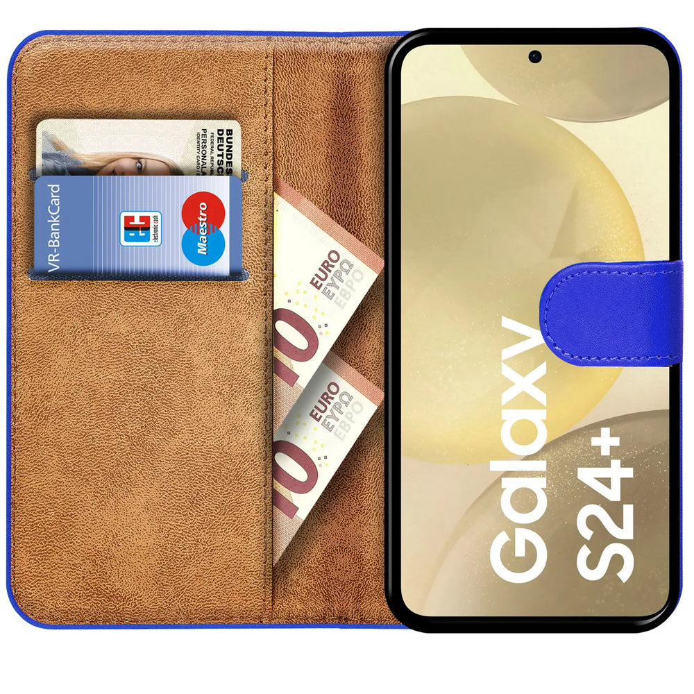 Samsung Galaxy S24 Plus Klapphülle in Blau mit Kartenfächern und Schutz