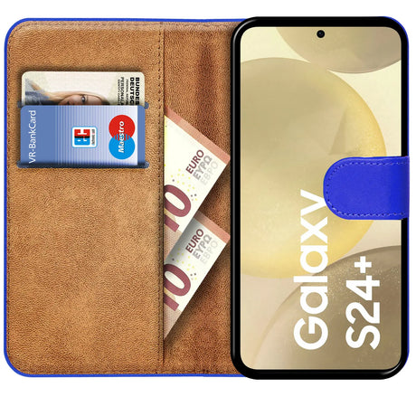 Samsung Galaxy S24 Plus Klapphülle in Blau mit Kartenfächern und Schutz