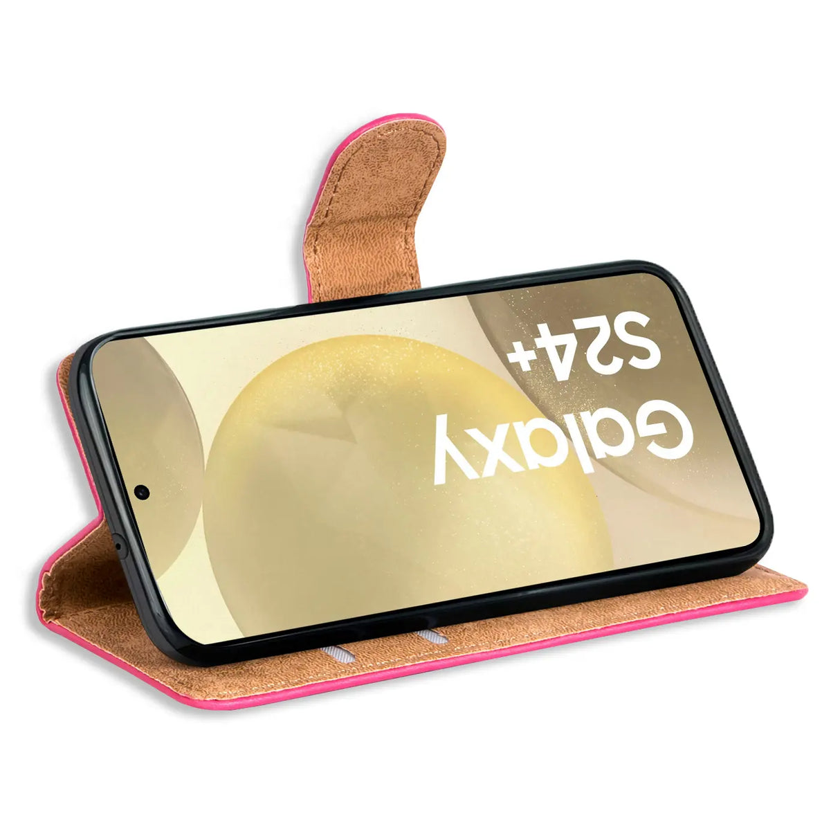 Samsung Galaxy S24 Plus Klapphülle in Pink mit Kartenfächern und Schutz