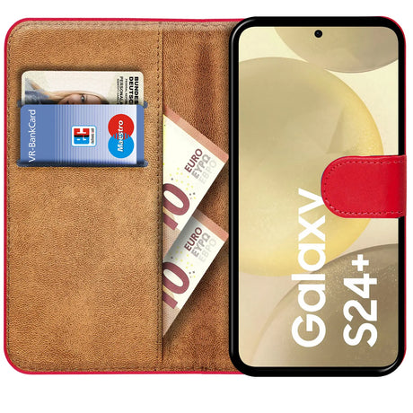 Samsung Galaxy S24 Plus Klapphülle in Rot mit Kartenfächern und Schutz