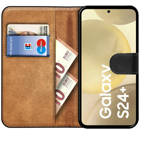 Samsung Galaxy S24 Plus Klapphülle in Schwarz mit Kartenfächern und Schutz