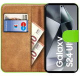 Samsung Galaxy S24 Ultra Klapphülle in Grün mit Kartenfächern und Schutz