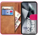Samsung Galaxy S24 Ultra Klapphülle in Pink mit Kartenfächern und Schutz