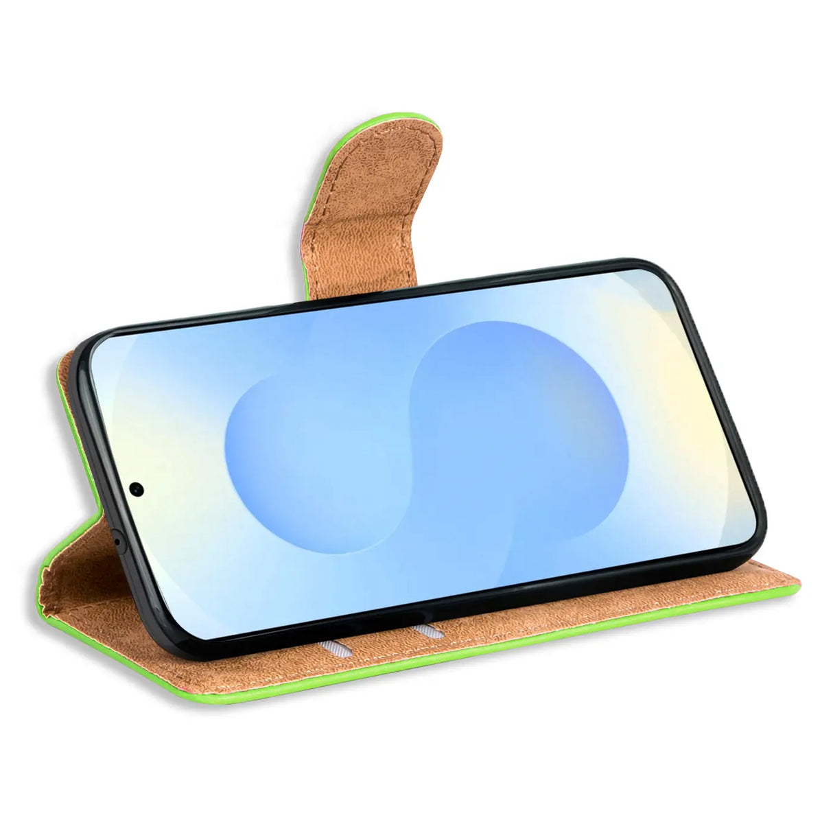 Samsung Galaxy S25 Edge Klapphülle in Grün mit Kartenfächern und Schutz