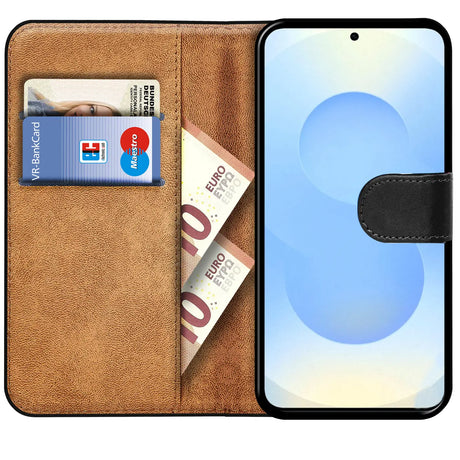 Samsung Galaxy S25 FE Klapphülle in Schwarz mit Kartenfächern und Schutz