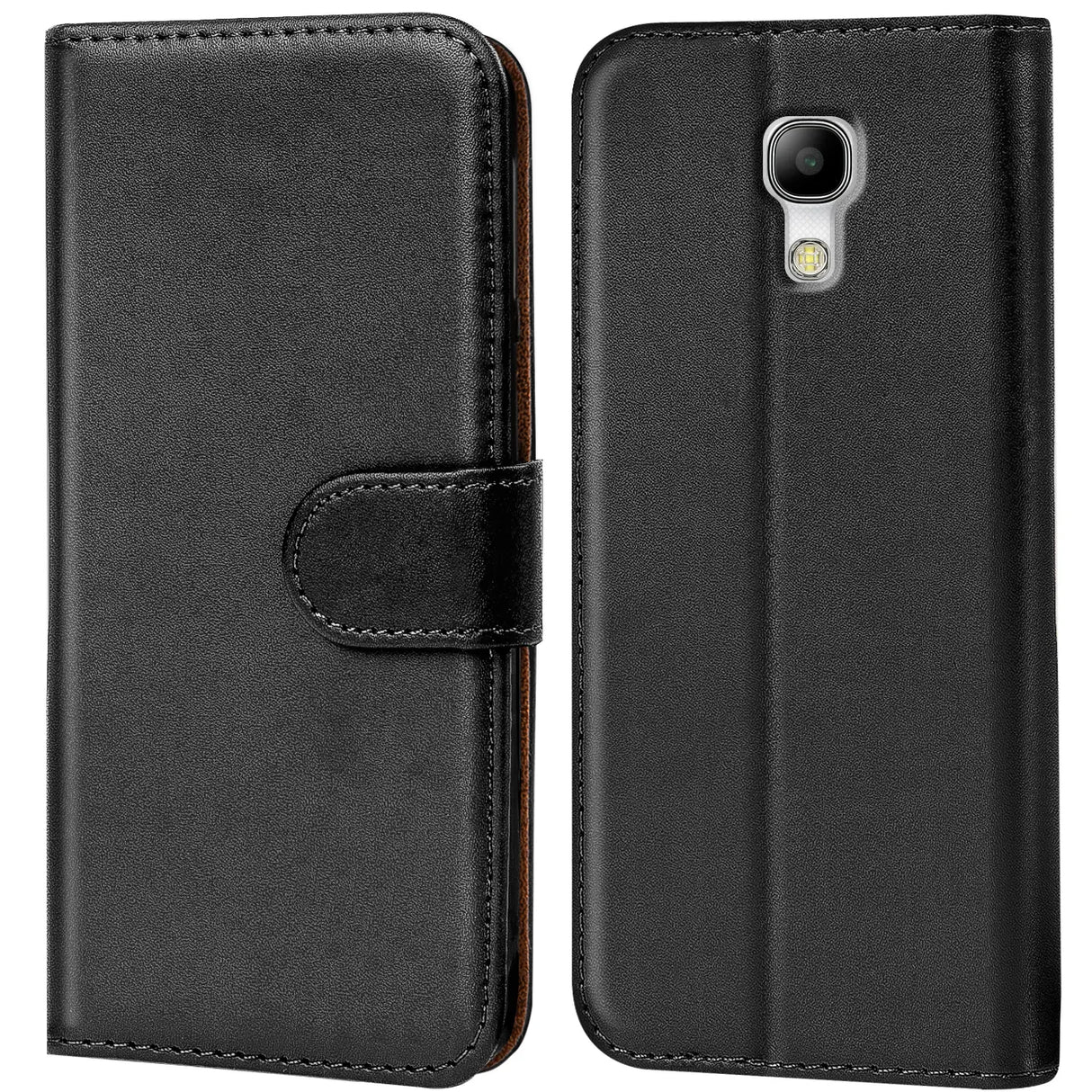 Samsung Galaxy S4 Mini Klapphülle in Schwarz mit Kartenfächern und Schutz