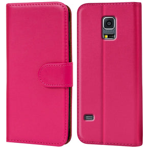 Samsung Galaxy S5 Mini Klapphülle in Pink mit Kartenfächern und Schutz