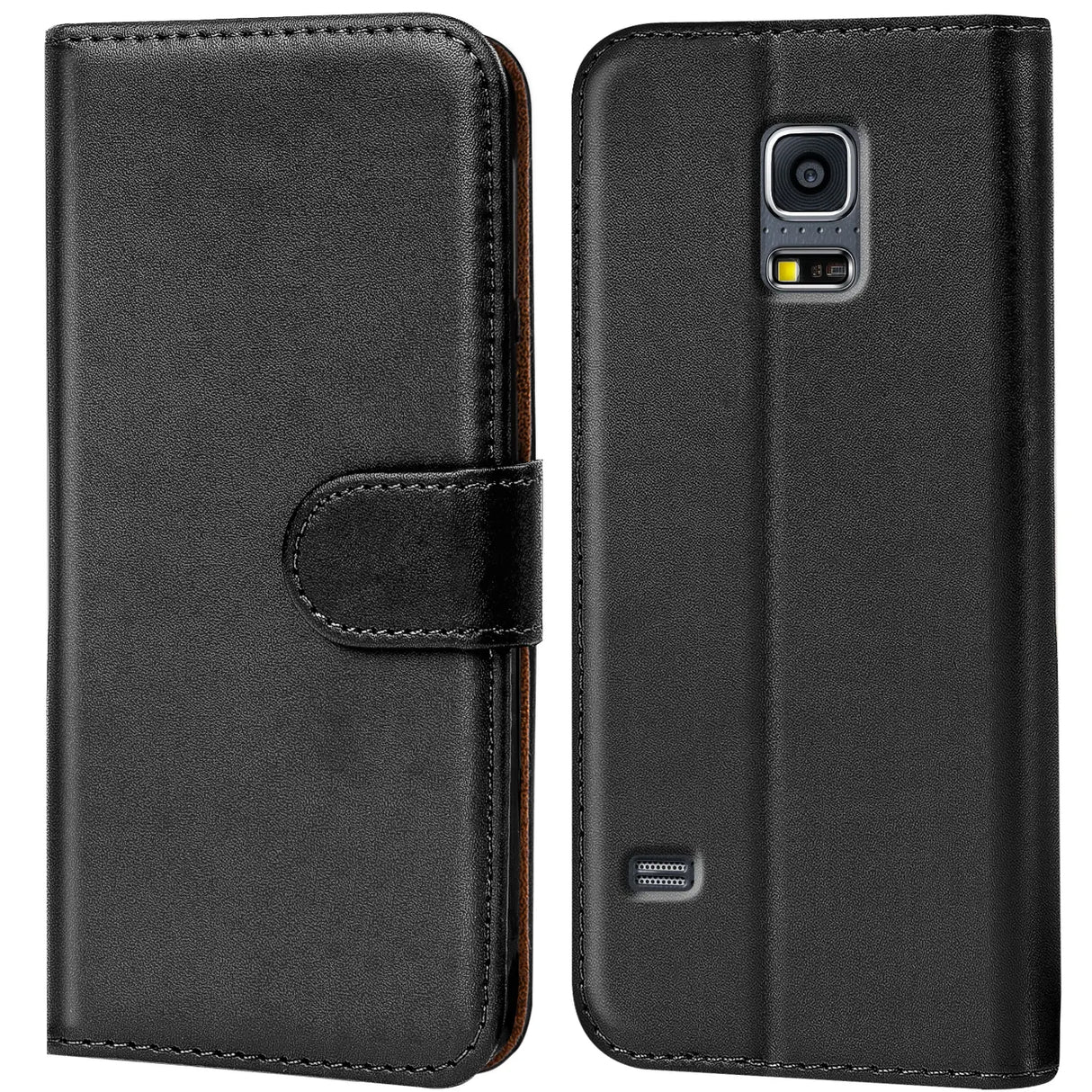 Samsung Galaxy S5 Mini Klapphülle in Schwarz mit Kartenfächern und Schutz