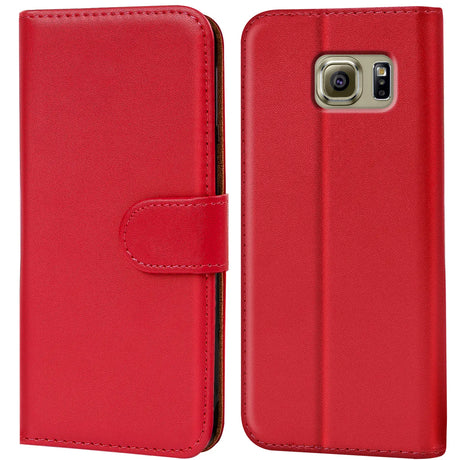 Samsung Galaxy S6 Edge Klapphülle in Rot mit Kartenfächern und Schutz