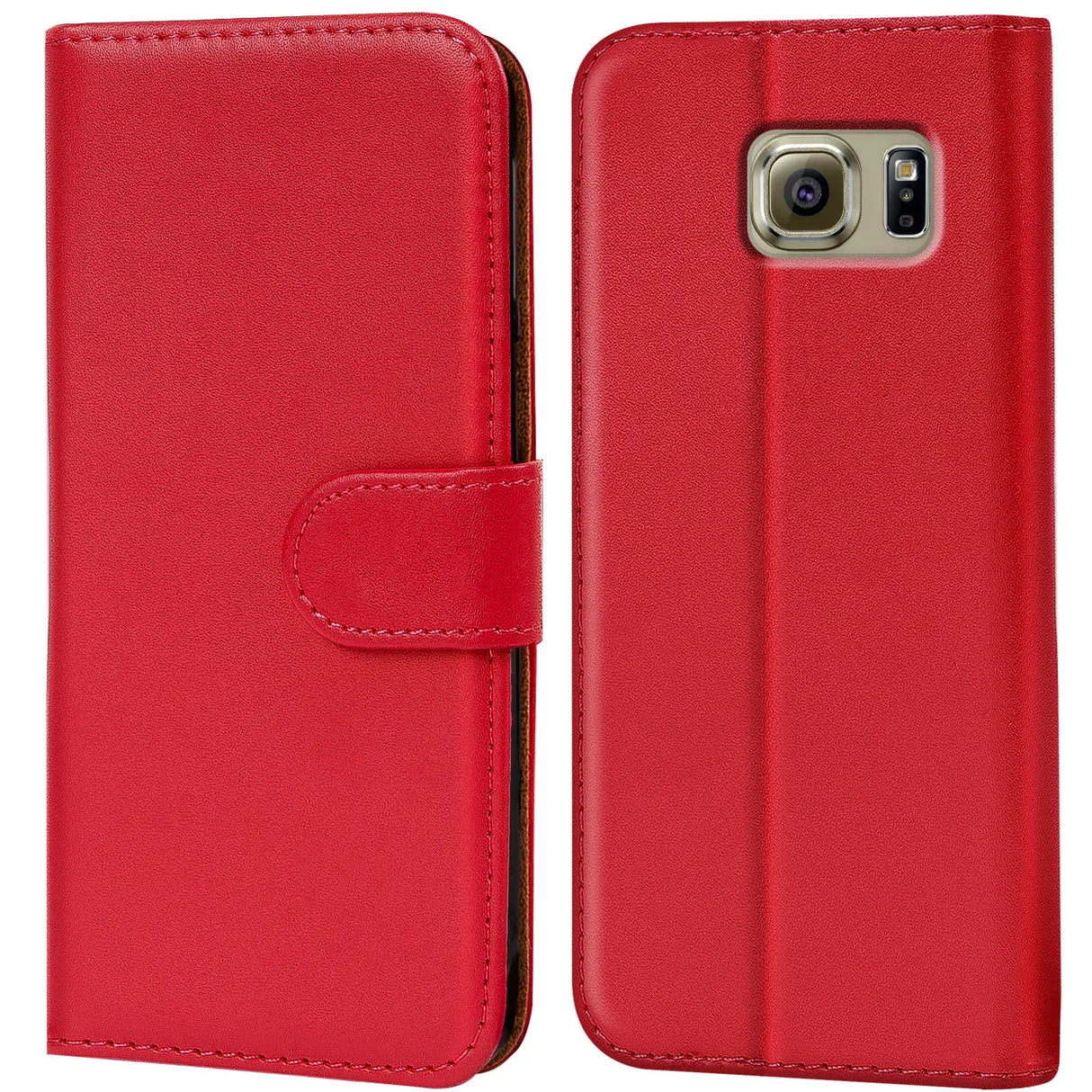 Samsung Galaxy S6 Klapphülle in Rot mit Kartenfächern und Schutz