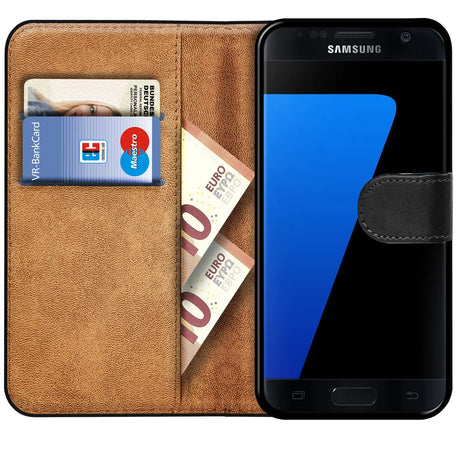 Samsung Galaxy S7 Klapphülle in Schwarz mit Kartenfächern und Schutz