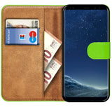 Samsung Galaxy S8 Klapphülle in Grün mit Kartenfächern und Schutz