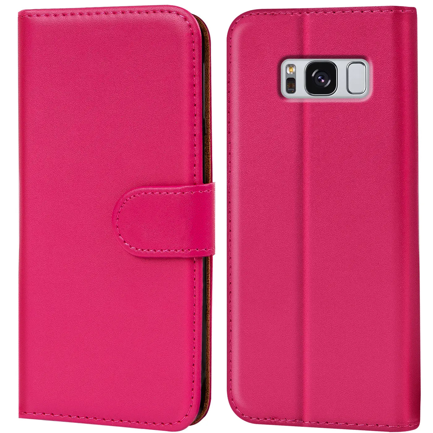 Pink Kunstleder Klapphülle mit Kartenfächern für Samsung Galaxy S8, Vorderansicht